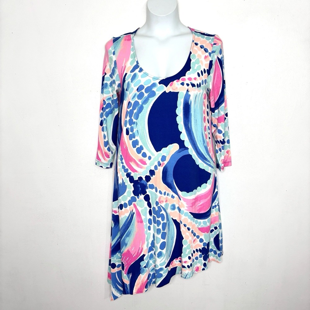 Lilly Pulitzer Tunic Dress Large Coastal Resort Cruises Asymmetrical Hem